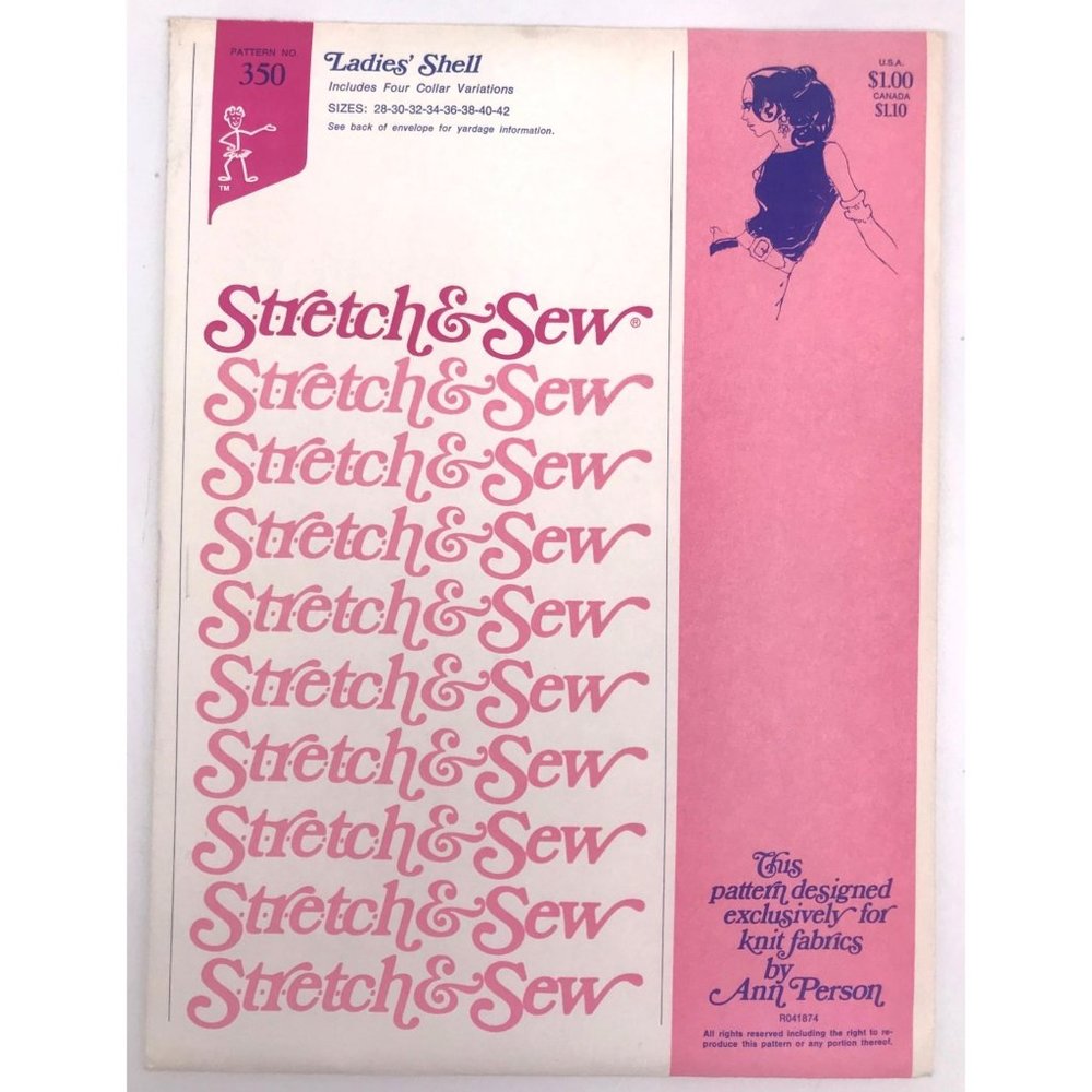 UNCUT Vintage Sewing PATTERN Stretch and Sew 350 by Ann Person, Ladies 1973 Shel